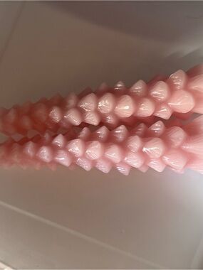 Pink Textured Decorative Candle Pair